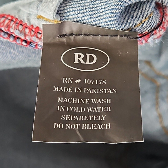 RD Jeans Men's Size W34 L32 Blue Boot Cut Premium Denim Pocket Embroidery - Picture 12 of 12